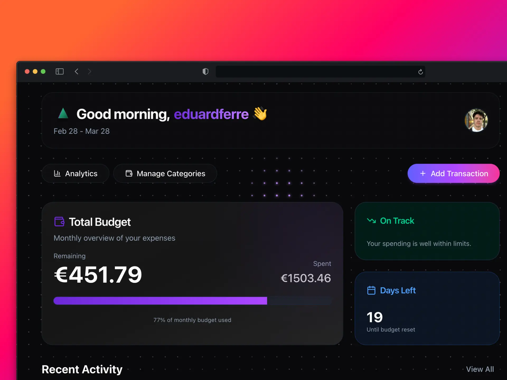 Screenshot from project: ZenithFi - Personal Finance App